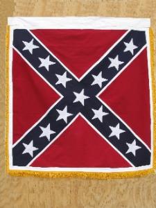 CONFEDERATE CAVALRY BATTLE FLAG WITH GOLD FRINGE 32X32"