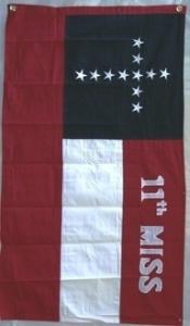 CONFEDERATE 11TH MISSISSIPPI INFANTRY FLAG 3X5 SEWN