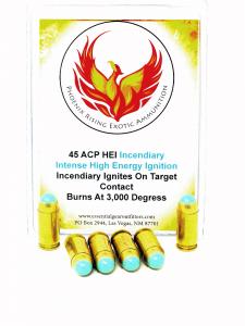 .45 ACP HEI Incendiary Ammunition