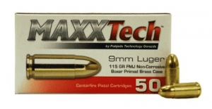 MAXXtech 9mm 115gr Brass Ammo -1000 rounds